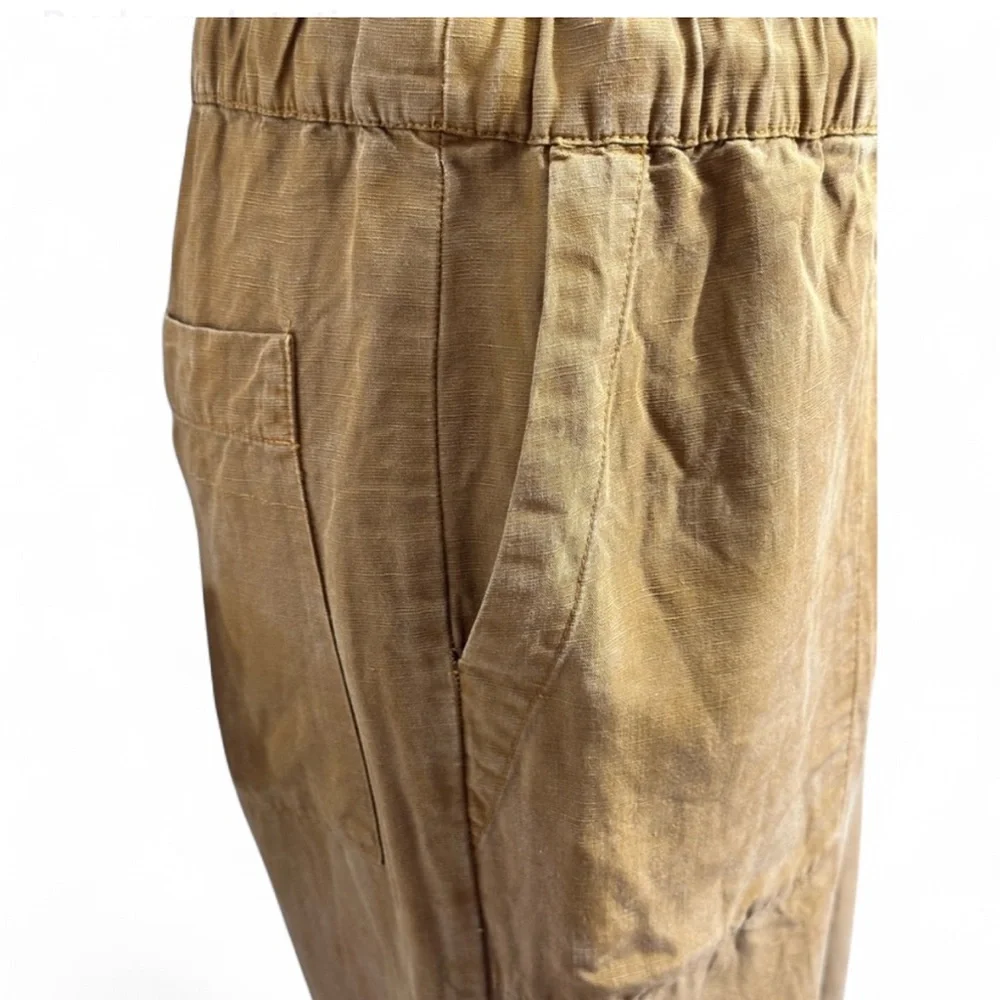 Zara Women’s Brown Linen Blend Straight Leg Cargo Style Pants - Small